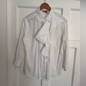 Tory Burch White Ruffled Blouse